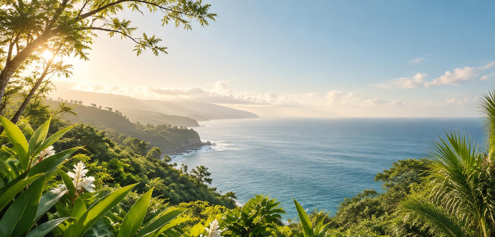 Horizon tropical lumineux sur la côte de La Réunion